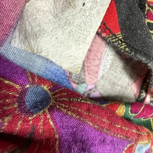 FAD Vtg 80s Womens XL Egyptian Pharaoh Art Print Blouse Tiered Sleeve Top - Picture 5 of 9